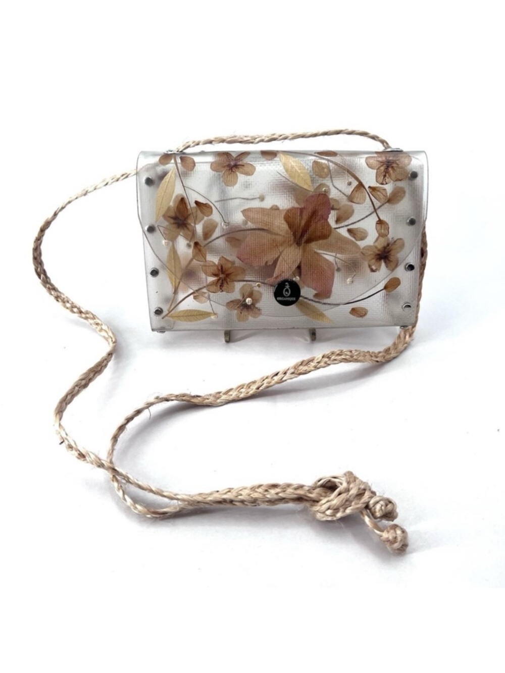 Organique Boho Hippie Pressed Flower Clear Cottagecore Crossbody Handbag